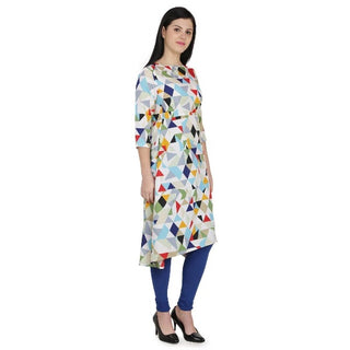 Kanoor Women's Multicolour A line Round neck kurti