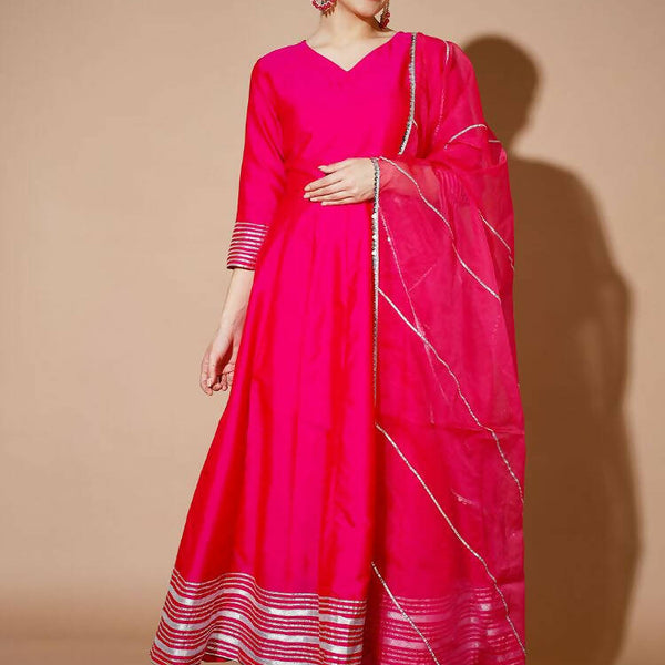 Myshka Women Pink Solid Kurta & With Dupatta - Distacart