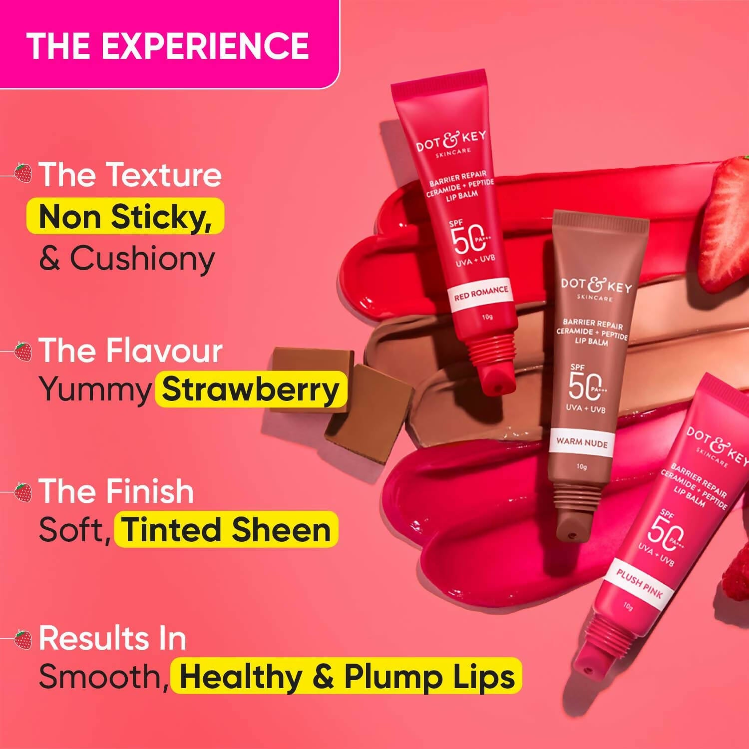 Dot & Key Barrier Repair Ceramide & Peptide SPF 50 Lip Balm - Red Romance - Distacart