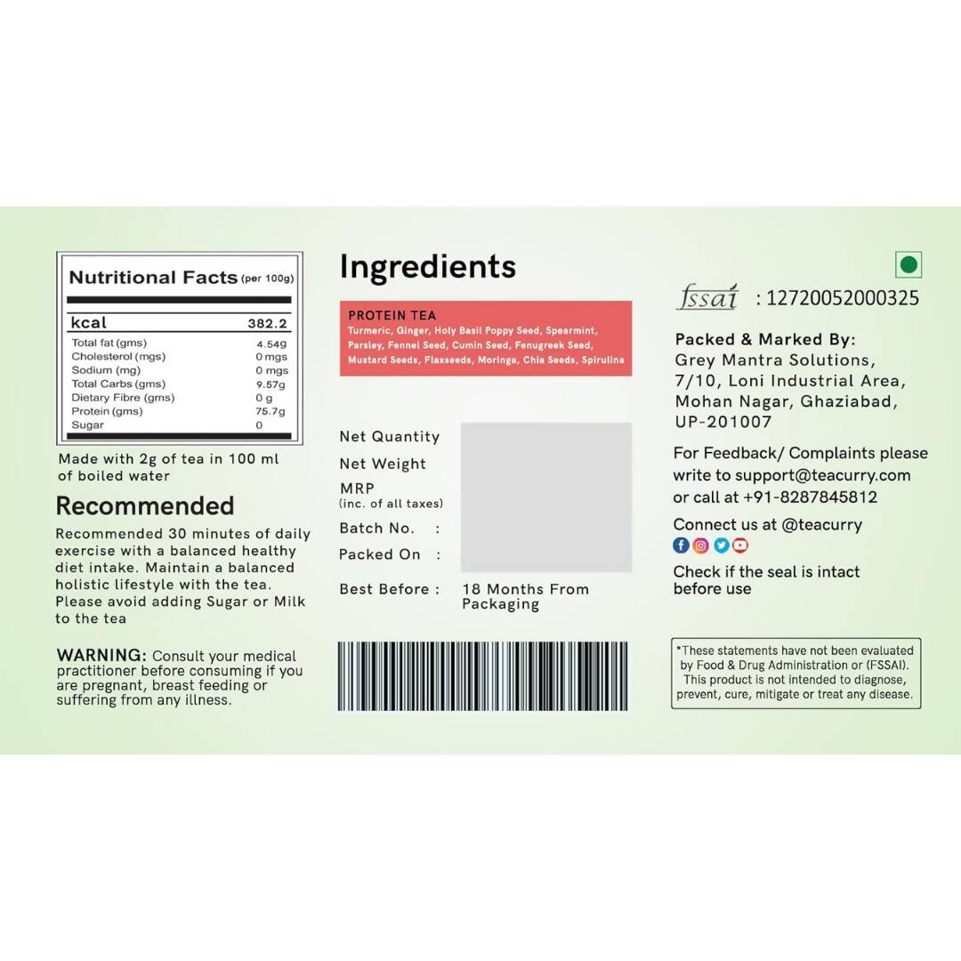 Teacurry Protein Tea Bags - Distacart