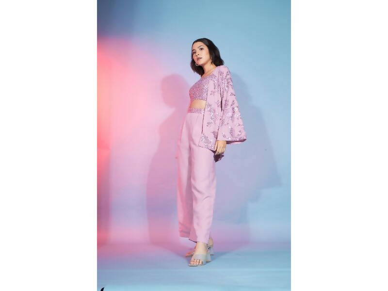 Pink Georgette Sequence With Thread Designer Co-Ord Set - Flory - Distacart