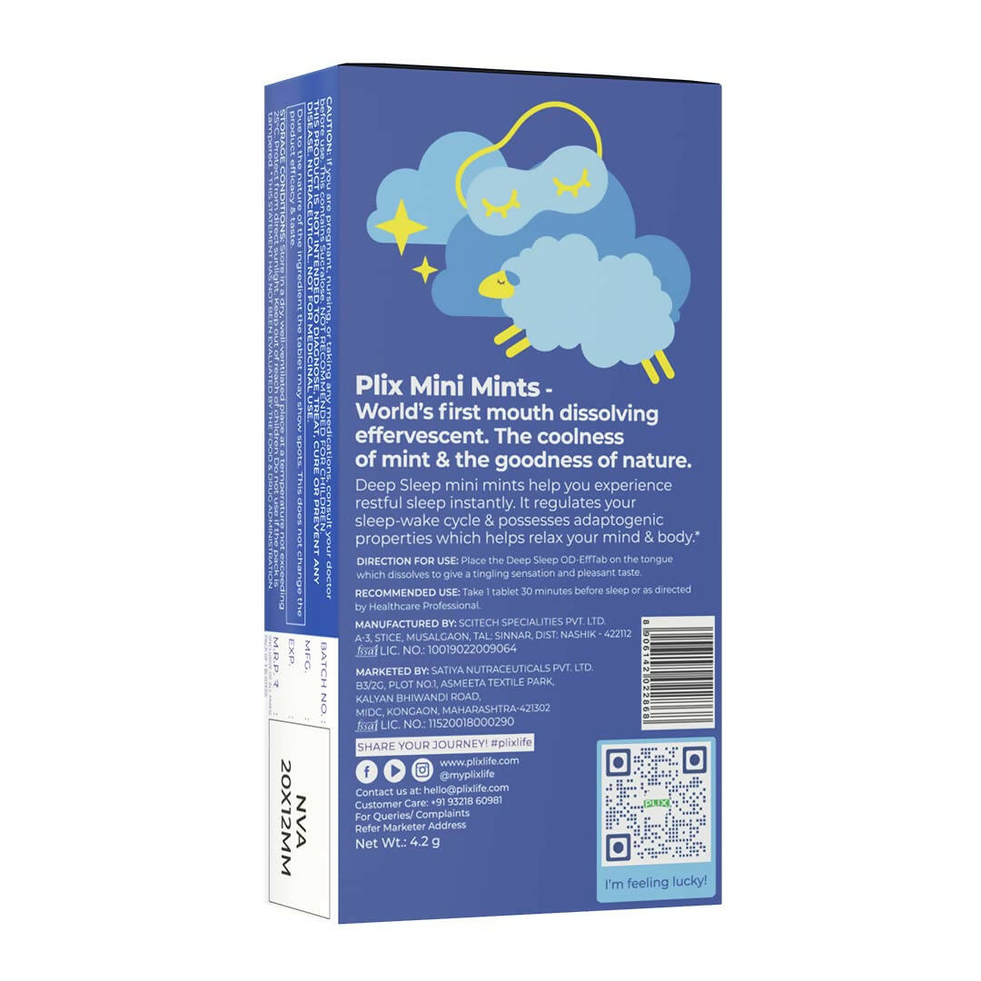 PLIX The Plant Fix Melatonin Deep Sleep Oral Dissolving Mini Mints Effervescent Tablets - Distacart