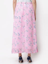 Thumbnail for Myshka Pink Color Georgette Printed Skirt