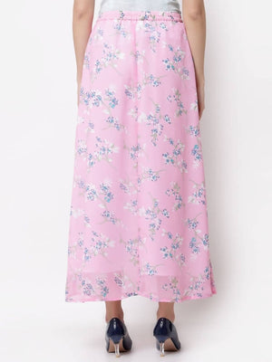 Myshka Pink Color Georgette Printed Skirt