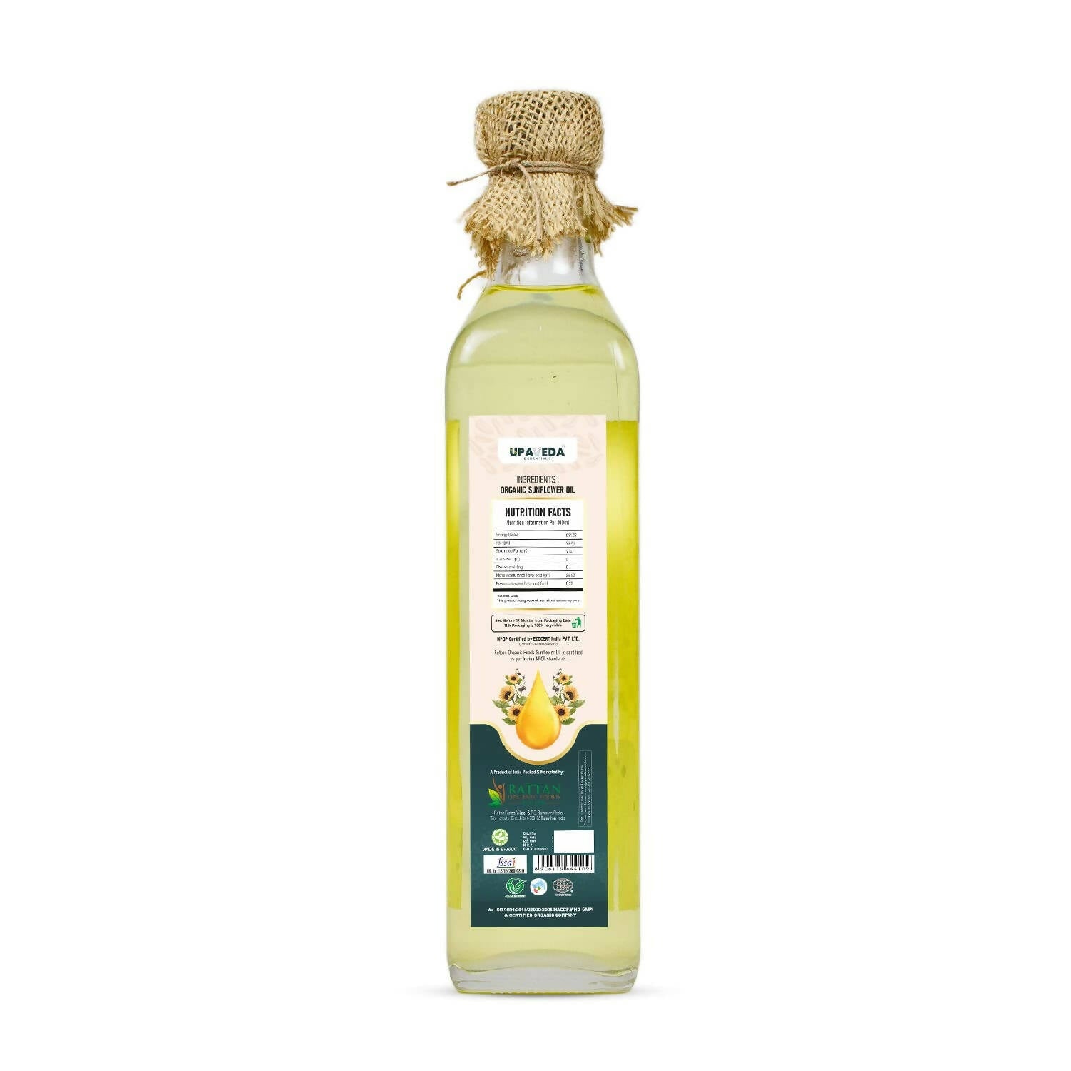 Upaveda Organic Cold Pressed Sunflower Oil - Distacart