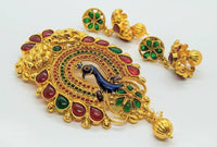 Thumbnail for Gold Plated Multicolor Kemp Peacock Pendant Set
