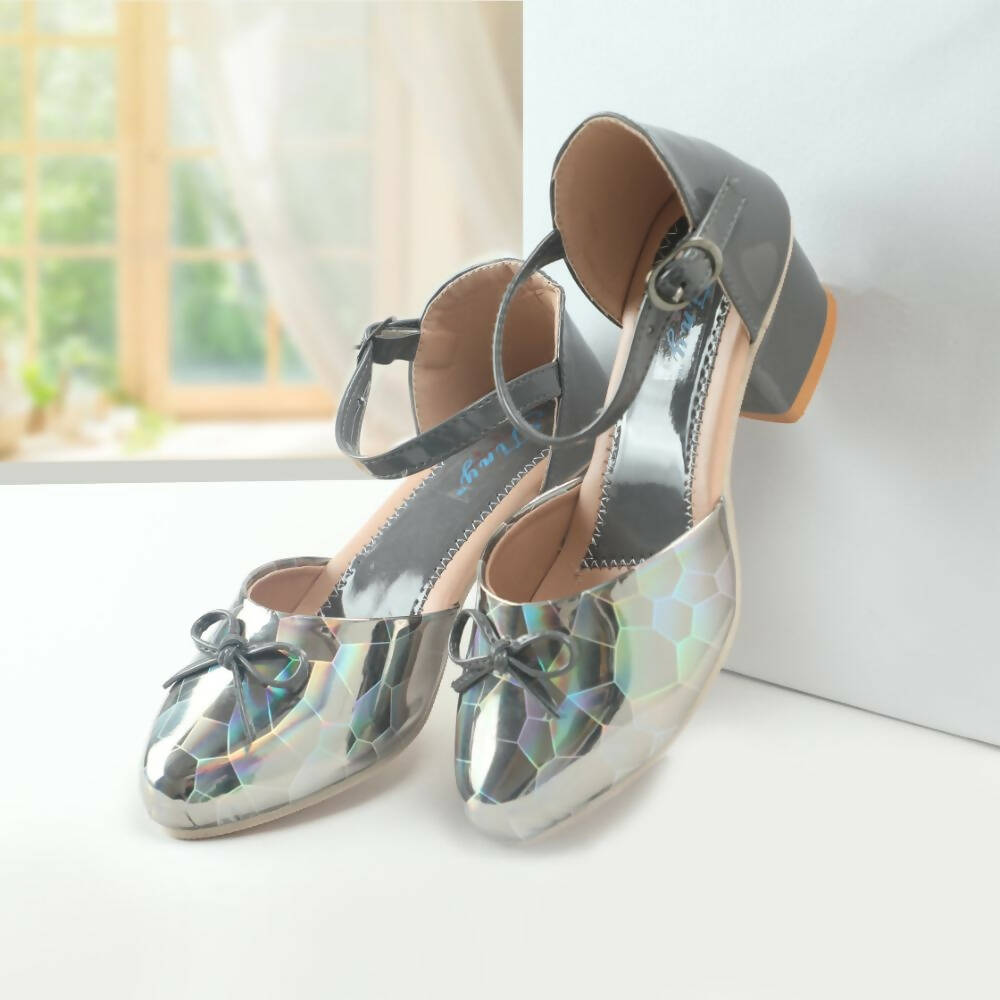 Tiny Bugs Girls Party Wear Ballerinas Heels - Dark Grey - Distacart