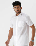 Thumbnail for Ramraj Cotton Mens Half Sleeve Luxury Cotton White Shirt - Distacart