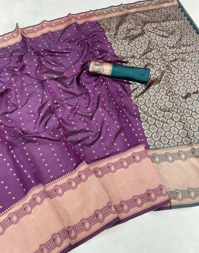 DEIANA'S Beautiful Golden Jari with New Design Soft Lichi Silk Saree - Majenta - Distacart