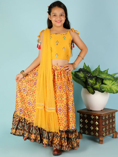 Lil Drama Girls Ghaghra Choli Set - Mustard - Distacart