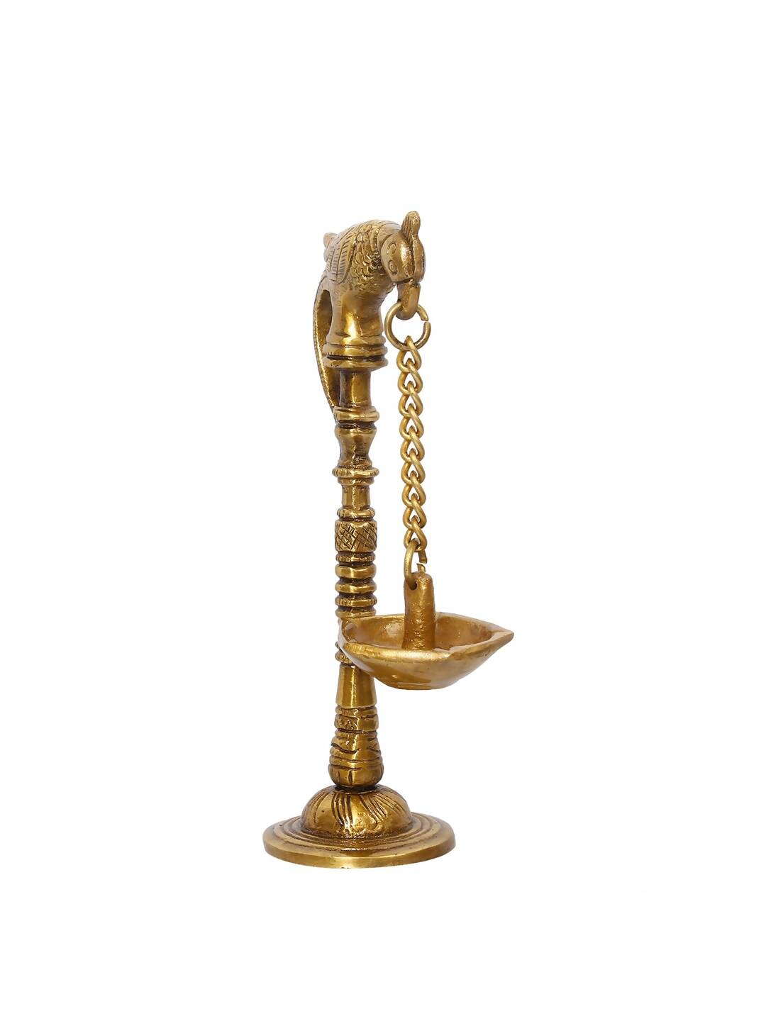 eCraftIndia Gold Toned Decorative Brass Parrot Diya - Distacart