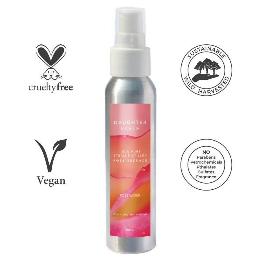 Daughter Earth Rose Water - 100% Pure Steam Distilled Rose Essence