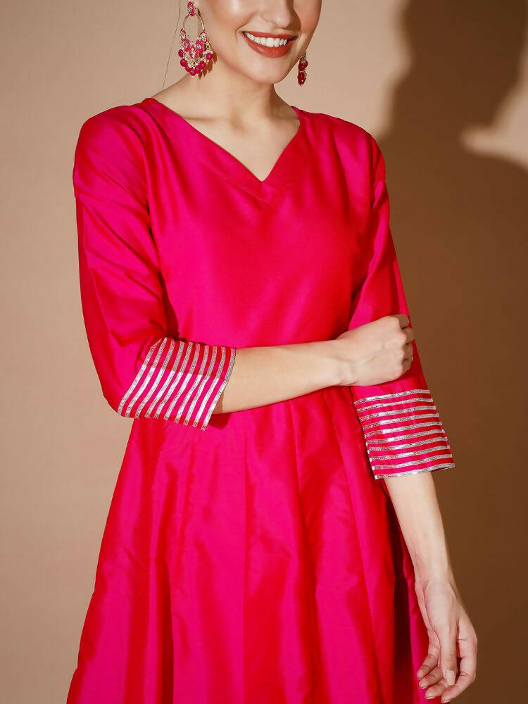 Myshka Women Pink Solid Kurta & With Dupatta - Distacart