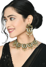 Thumbnail for Mominos Fashion Johar Kamal Oxidised Gold-Plated Ganesha Design Necklace Choker Set - Distacart