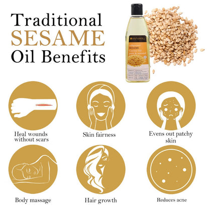 Soulflower Coldpressed Sesame Carrier Oil Pure & Natural Benefits