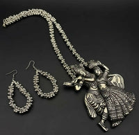Thumbnail for Mominos Fashion Oxidised Silver Plated Radha Kishan Necklace Set