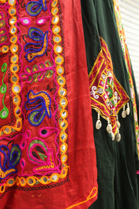 Thumbnail for Green Viscose Rayon Thread Embroidered Navratri Lehenga Choli with Dupatta - Raas - Distacart