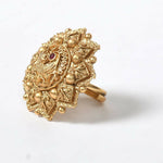 Thumbnail for Mominos Fashion Joharkamal Gold-Plated Stone Studded Adjustable Finger Ring - Design 14 - Distacart