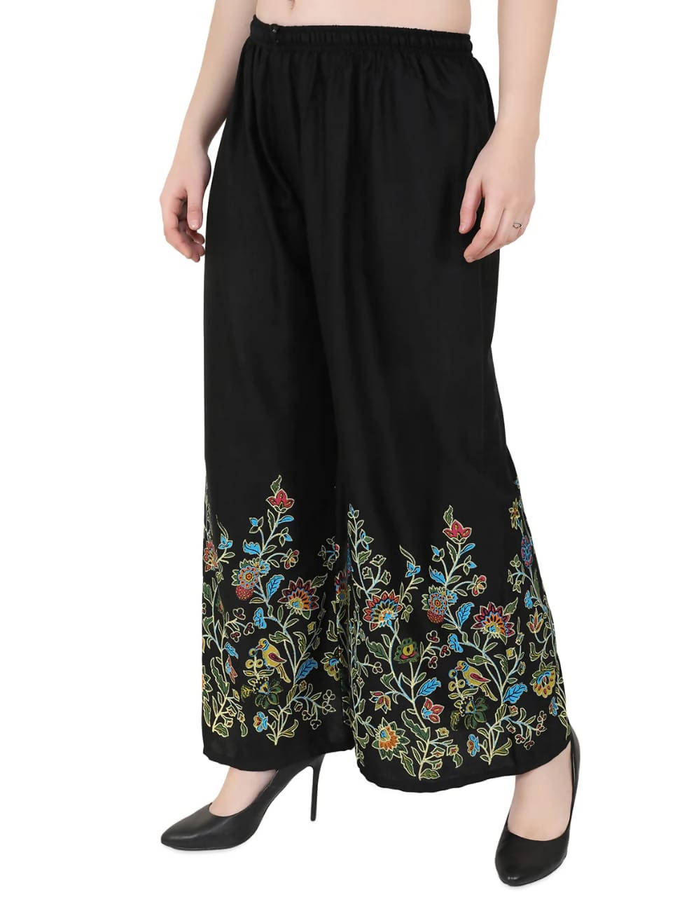 Mominos Fashion Black Floral Design Palazzo