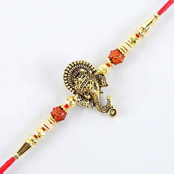 Lord Ganesha Rudraksha Rakhi & Almonds - Distacart