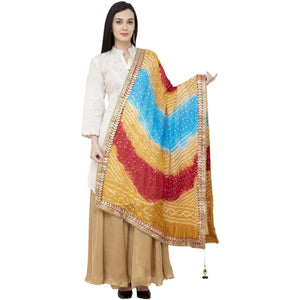 A R Silk Bandhej Multi Gota Fancy Dupatta Color Multi color Dupatta or Chunni