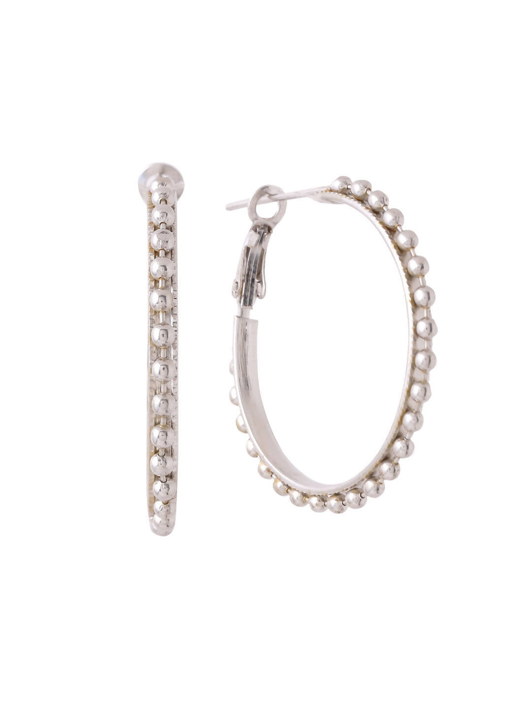 NVR Women Silver Toned Beaded Circular Earrings - Distacart