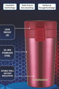 Thumbnail for Signoraware Hot Pour Coffeemate Insulated Mug Tumbler - 350 ml (Red) - Distacart