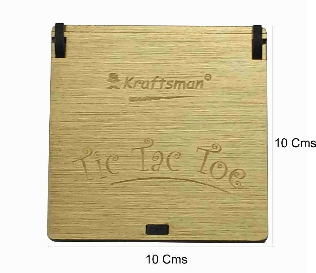 Kraftsman Wooden Tic Tac Toe Portable Game for Kids, Teens and Adults with Golden Mirror Shade Strategy & War Games Board Game - Distacart