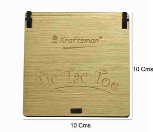 Kraftsman Wooden Tic Tac Toe Portable Game for Kids, Teens and Adults with Golden Mirror Shade Strategy & War Games Board Game - Distacart