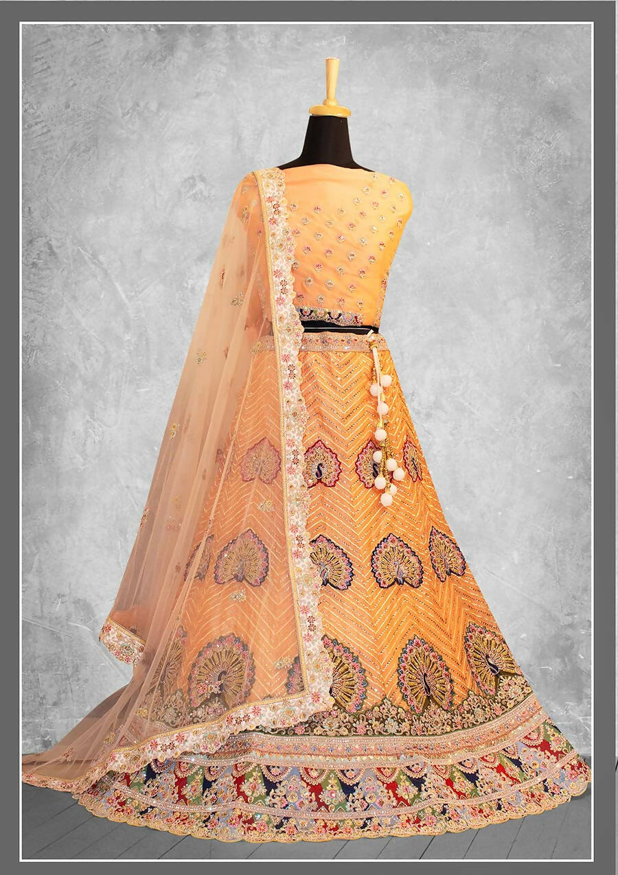 Yellow Georgette Embroidery & Thread Work Bridal lahenga Choli with Dupatta - Nimaya Pavitra Rista - Distacart
