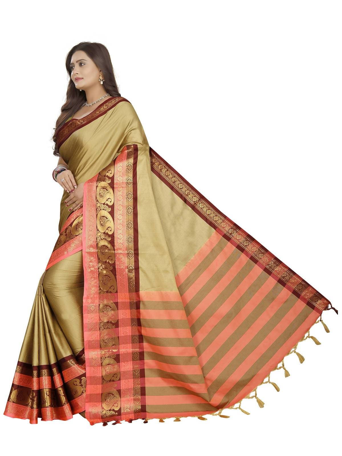 Vamika Banarasi Silk Cream Weaving Saree