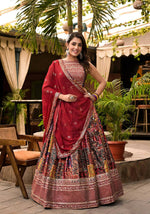 Thumbnail for Women's Wedding Traditional Multi Dull Satin Lehenga Choli - Kaushlya - Distacart