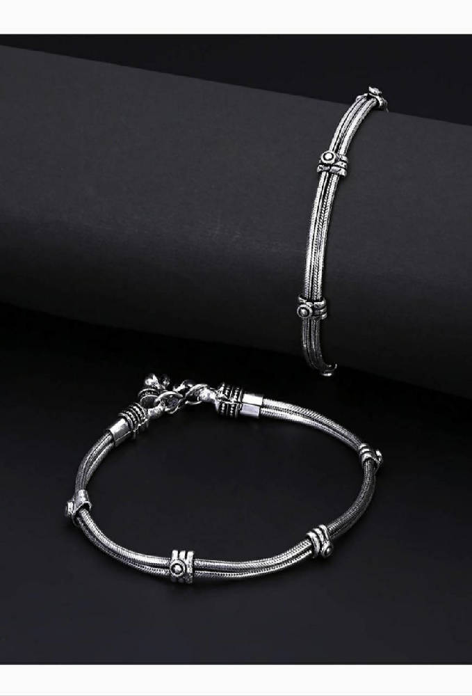 Mominos Fashion Traditional German Silver Anklets for Girls 