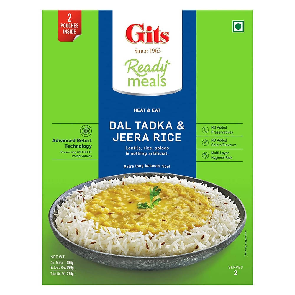 Gits Ready Meals Heat & Eat Dal Tadka & Jeera Rice - Distacart