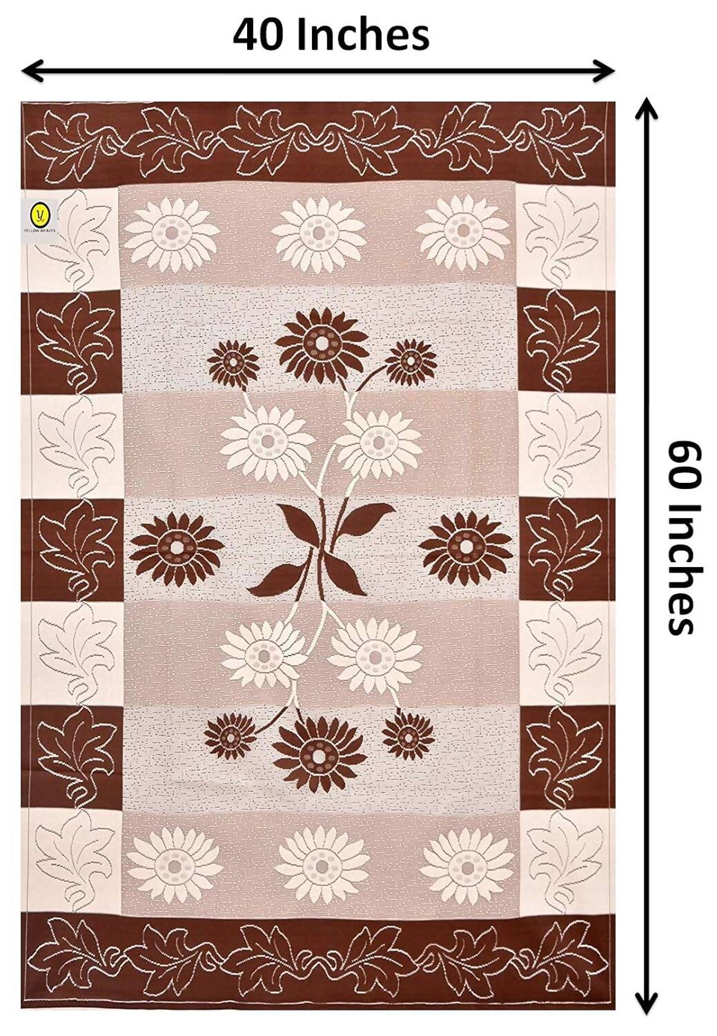 Yellow Weaves Polyester Floral Designer Rectangular Center 4 Seater Table Cover - Brown - Distacart