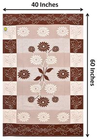 Thumbnail for Yellow Weaves Polyester Floral Designer Rectangular Center 4 Seater Table Cover - Brown - Distacart