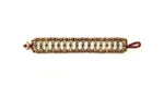 Thumbnail for Bling Accessories Antique Brass Hand Weaved Metal Beads Burgundy Color Bracelet