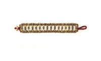 Thumbnail for Bling Accessories Antique Brass Hand Weaved Metal Beads Burgundy Color Bracelet