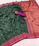 Thumbnail for DEIANA'S Beautiful Golden Jari with New Design Soft Lichi Silk Saree - Green - Distacart