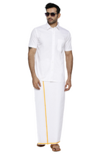 Thumbnail for Ramraj Cotton Mens Half Sleeve Formal 100 % Cotton White Shirt - Distacart