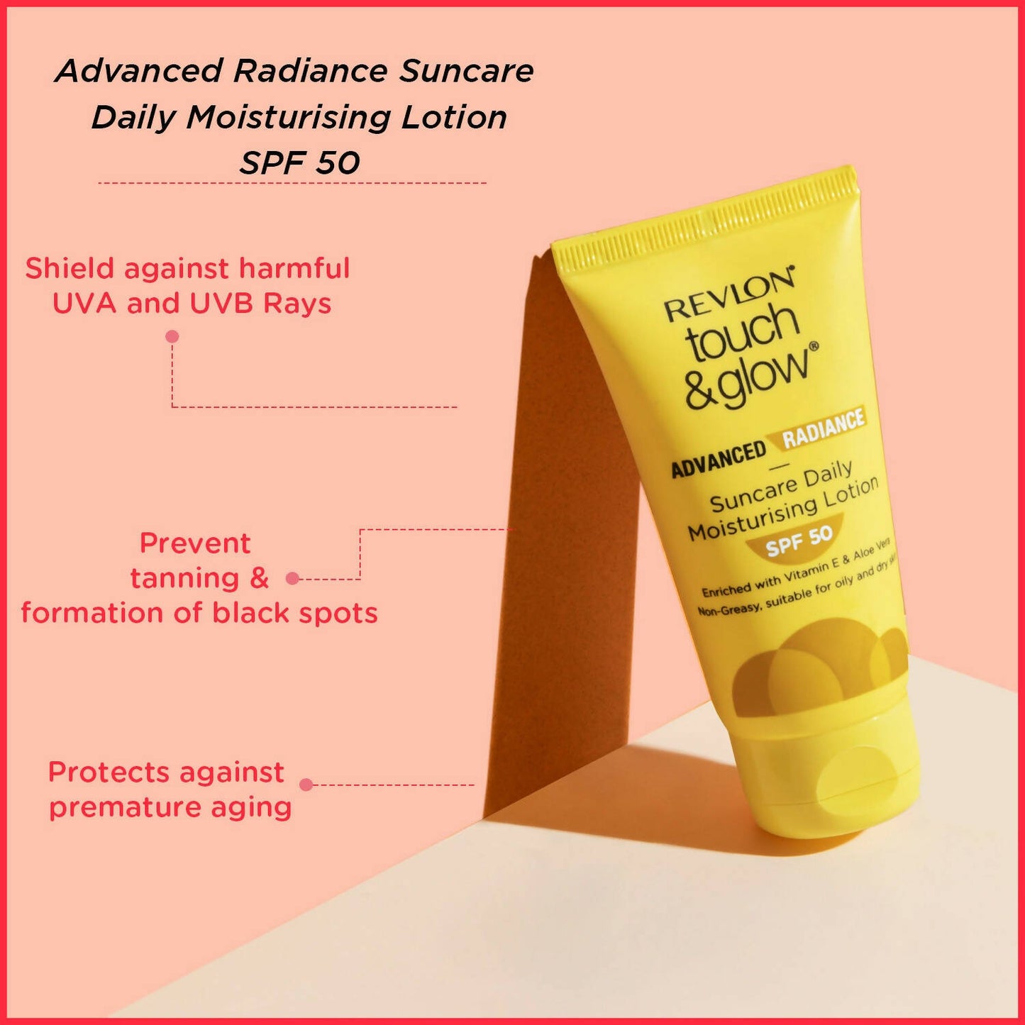 Revlon Touch & Glow Advanced Radiance Sun Care Daily Moisturizing Lotion SPF 50 - Distacart