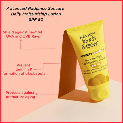 Revlon Touch & Glow Advanced Radiance Sun Care Daily Moisturizing Lotion SPF 50 - Distacart