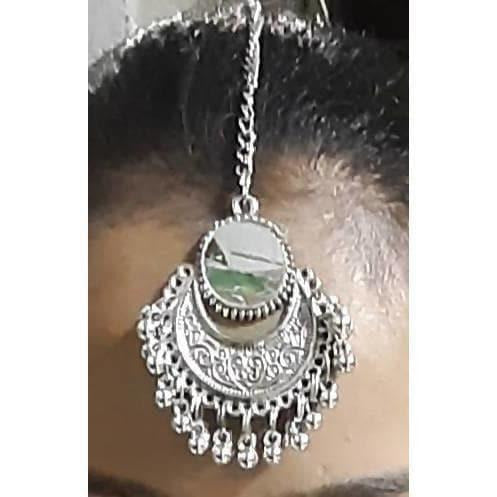Traditional Oxidized Silver Maang Tikka