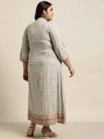 Thumbnail for Juniper Women`s Grey Rayon Fusion Wear Printed A-line Dress - Distacart