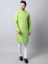 Thumbnail for Even Apparels Green Pure Cotton Men's Kurta With Side Placket - Distacart
