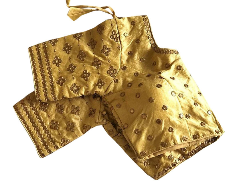Vamika Golden Banglori Silk Embroidery Blouse - Distacart