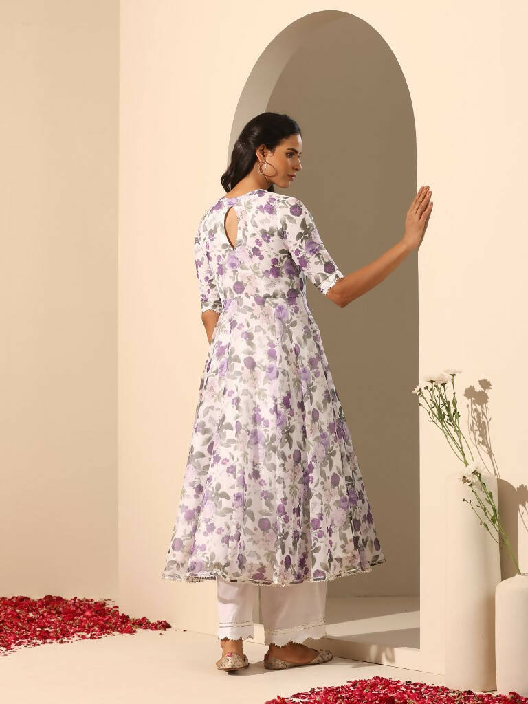 Pomcha Jaipur White Gul Jamini Anarkali Set - Distacart