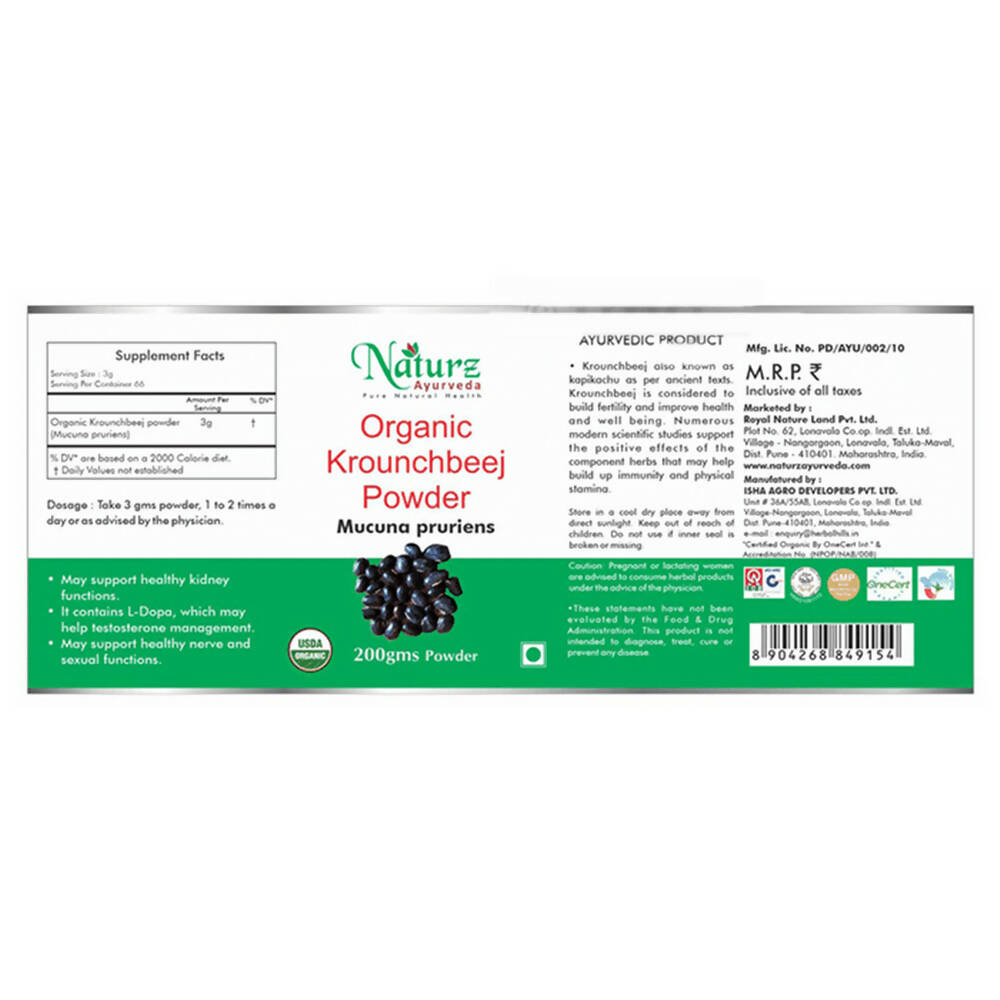 Naturz Ayurveda Organic Krounchbeej Powder - Distacart