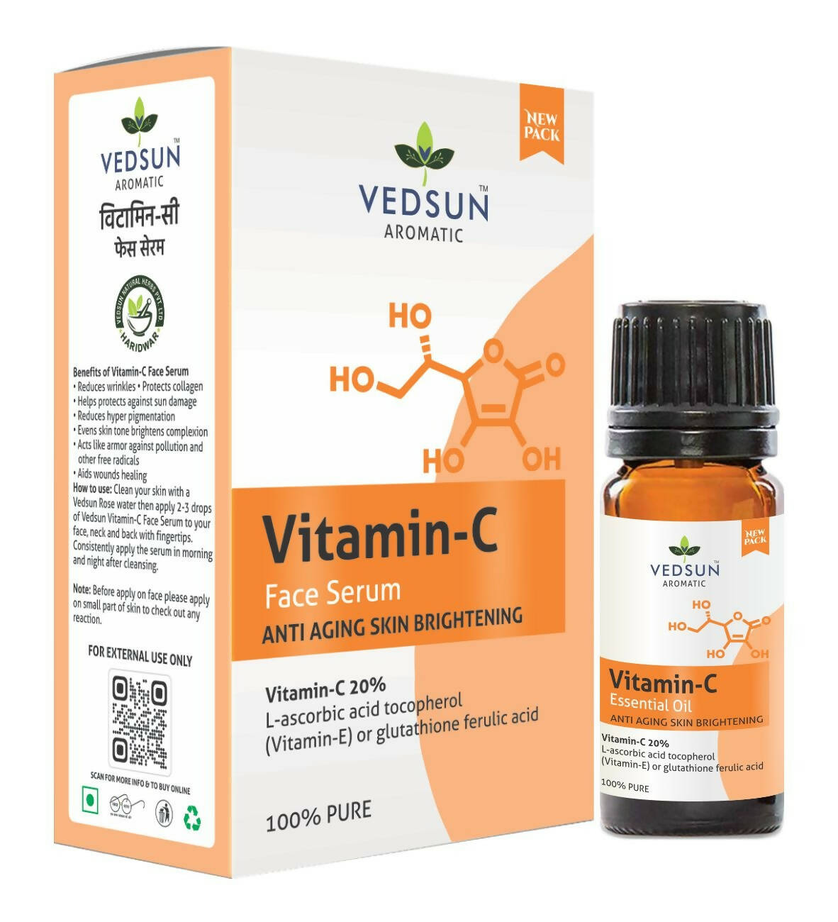 Vedsun Naturals Vitamin C Face Serum Anti Ageing Daily Glow for Men & Women - Distacart