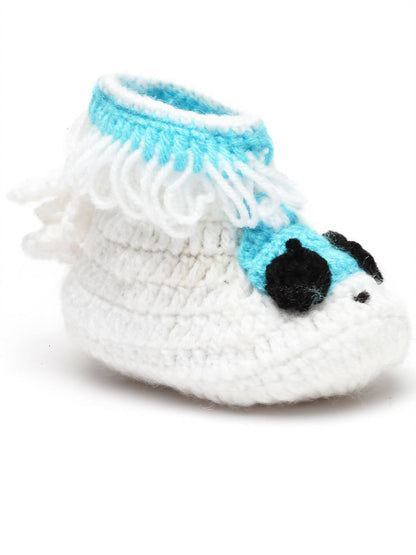 Chutput Kids Woollen Hand Knitted Self Desgin Detailed Booties - White - Distacart